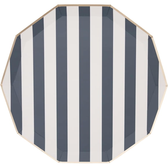 Bonjour Fete Assiettes à Rayures CABANA SIGNATURE Bleu Minuit