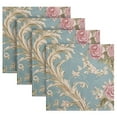 thumbnail image 5 of Satin Native Fab Cotton Dinner Napkin Classic Roses on Serene Blue Reusable, 5 of 8