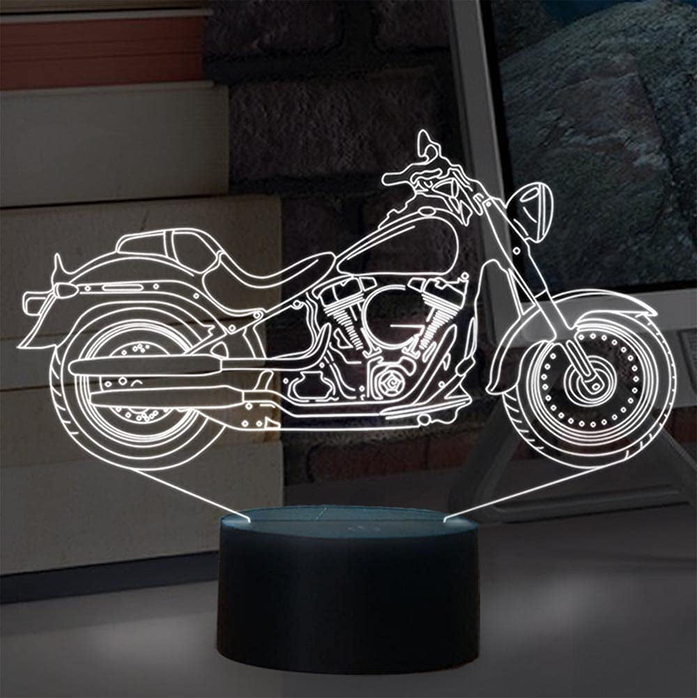 Changing Colours USB Touch Sensor Lamp Motorcycle 3D Illusion LED Night Light 