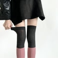 thumbnail image 6 of JZROCKER Fashionable Over Knee Long Tube Socks Ribbed Knit Striped Contrast Color Patchwork Thigh High Stockings for Women Teens, 6 of 20
