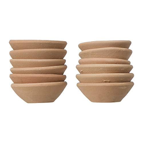 Creative Co-Op Terracotta Bowl in Jute Bag Clay Set of 12 Tealight Holder
