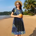 thumbnail image 4 of Balery Shambhala Cat In Van Gogh Impressionist Pattern Womens Dresses Loose Short sleeve Sundresses Swimsuit Coverup 2025 Summer Casual Dress for Women - A-Line Swing Dress, 4 of 6