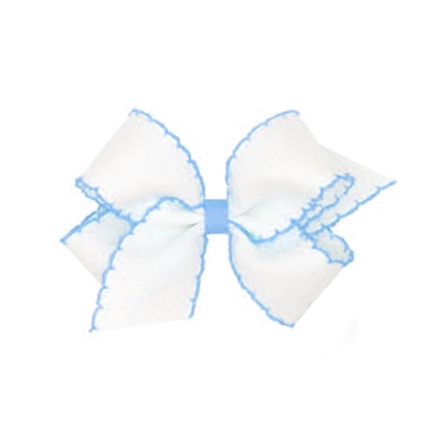 Moño mediano básico moonstitch blanco Wee ones azul 1 Wee Ones 2978-WHTBL