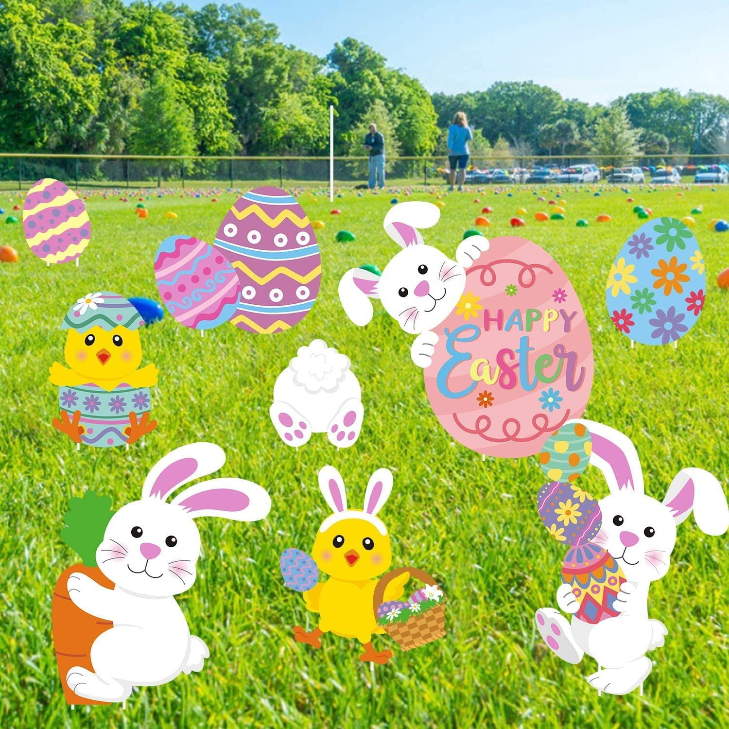 Easter Yard Signs Peeps Bunny Cutouts Easter Outdoor Lawn Decorations Easter Yard Signs With Stakes Happy Easter Patio Lawn Decorations Set Of 9 Walmart Com Walmart Com