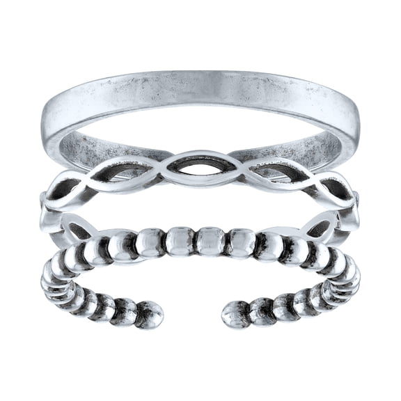 Ladies Brilliance Fine Jewelry Sterling Silver Stack Ring Set