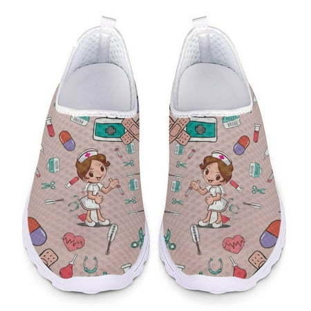 

Cute Nurse Print Summer Woman Flats Casual Shoes for Women Lightweight Mesh Sneakers Lady Slip on Loafers Footwear Beach Shoe