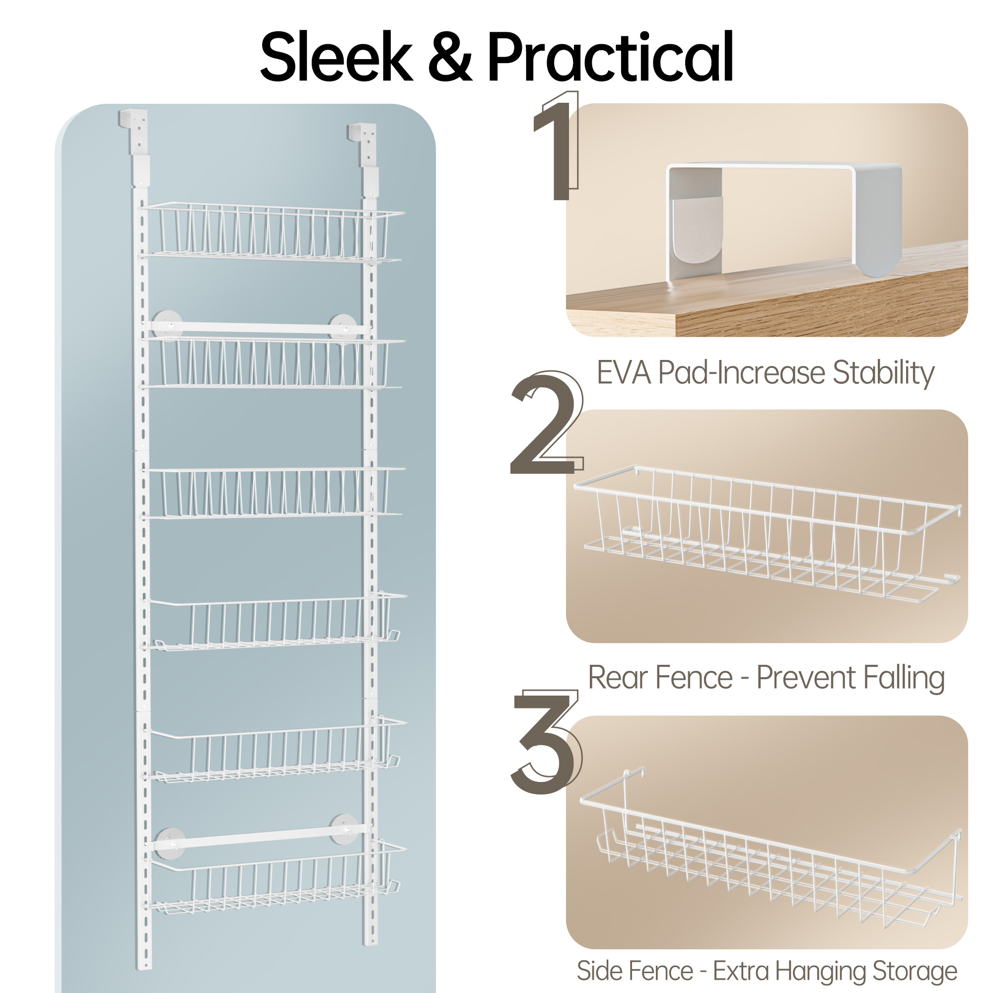 Delamu Over-the-Door Spice Rack, 6-Tier Adjustable Shelves photo 5