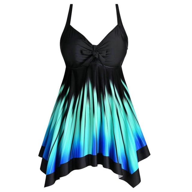 Traje de baño tankini elástico de nailon con estampado de talla grande para mujer