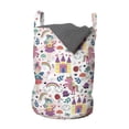 thumbnail image 1 of Cartoon Laundry Bag, Colorful Illustration with Fairy Characters Unicorn Chateau on Plain Background, Basket with Handles Drawstring Closure for Laundromats, 13" x 19", Multicolor, by Ambesonne, 1 of 4