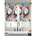 thumbnail image 3 of Baseball Sports, Semi Sheer Window Curtains 45 Inches Long, Minimalist Geometric Smear Art Rod Pocket Voile Silky Chiffon Curtain Light Filtering Drapes for Living Room, Kitchen, 52"x45", 2 Panels, 3 of 9