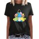 thumbnail image 1 of Moda Mujer Causal Pascua Cuello redondo Blusa estampada Camiseta de manga corta Tops de verano Pompotops  hkajfhjk461137, 1 of 6