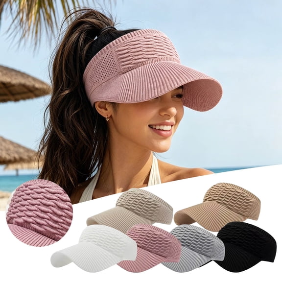 CSStudio Women's Ponytail Sun Visor Hats, Packable Breathable Summer Visor Caps, Adjustable Lightweight Outdoor Sport Travel Beach Sun Hats