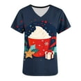 thumbnail image 5 of Holiday Gifts! Titcea Christmas Scrub Tops Women Cute Xmas Printed Short Sleeved V Neck Scrub Tops with Pockets Lightweight Stretchy Working Uniform, 5 of 5