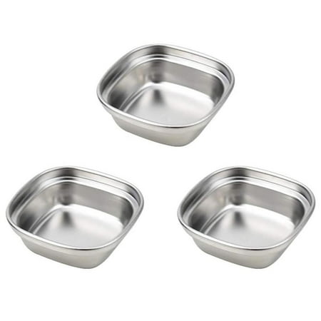 

Fovolat 4Pcs Stainless Steel Sauce Dishes - Square Seasoning Dishes - Sushi Dipping Bowl Saucers Mini Appetizer Plates Seasoning Dish Saucer Plates Stackable