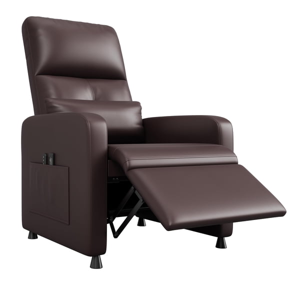 Power Lift Recliner Chair with Remote and 150 Degree Recline, PU Leather Single Sofa with Tall Back and Side Pockets, 350 lbs Theater Seating for Living Room, Black White Brown