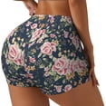 thumbnail image 2 of Sigee Vintage Floral Print Women's High Waist Workout Shorts - Squat Proof, Tummy Control, Yoga and Gym Activewear-Medium, 2 of 9