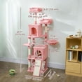 thumbnail image 3 of PawHut Arbre à Chat de 70 Pouces, Tour à Chat à Plusieurs Niveaux avec 2 Condos, Rose, 3 of 10