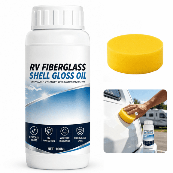 RV Fiberglass Gloss Oil Shine Restorer, 100ML RV Wash and Wax With UV Protection, Gloss Restorer, Fiberglass Care, for Shine & Protection