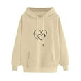 thumbnail image 3 of ShomPort Women Graphic Print Hoodies Fleece Sweatshirt Casual Basic Long Sleeve Workout Pullover Fall Clothes (Khaki 39), 3 of 3
