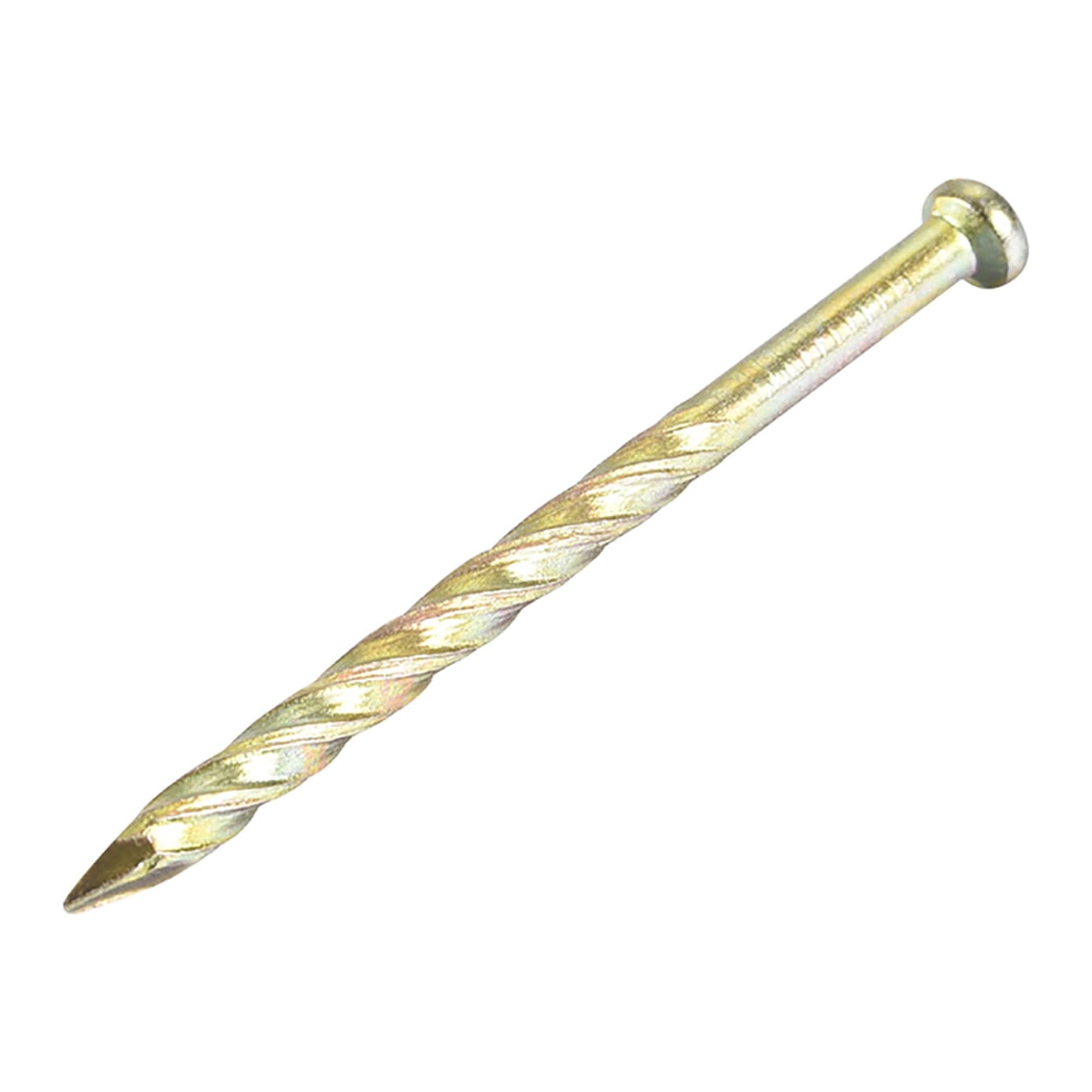 Unique Bargains Spiral Deck Nails Carbon Steel Nail Spiral Shank 1.57" x 0.08" Golden 150 Pcs