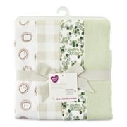 Parent's Choice 100% Cotton Flannel Receiving Blanket for Baby Boys and Girls, Hedgehog Green, 4-Pack