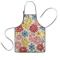 Pioneer Flower Floral Print Pattern Kids Aprons for Girls and Boys,Adjustable Neck Strap Toddler Aprons for Kids Cooking Baking