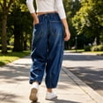 thumbnail image 5 of Hvogkswy Straight Leg Jeans for Women Fashion Drawstring Low Rise Jeans Comfy Stretchy Washed Denim Pants with Pockets, 5 of 7