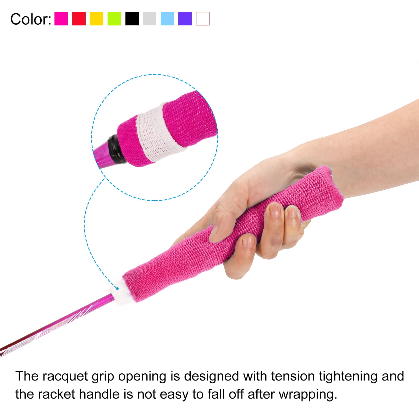 Unique Bargains Grip Nylon Racket Overgrip Racquet Grip Hand Glue Sweatband Fuchsia