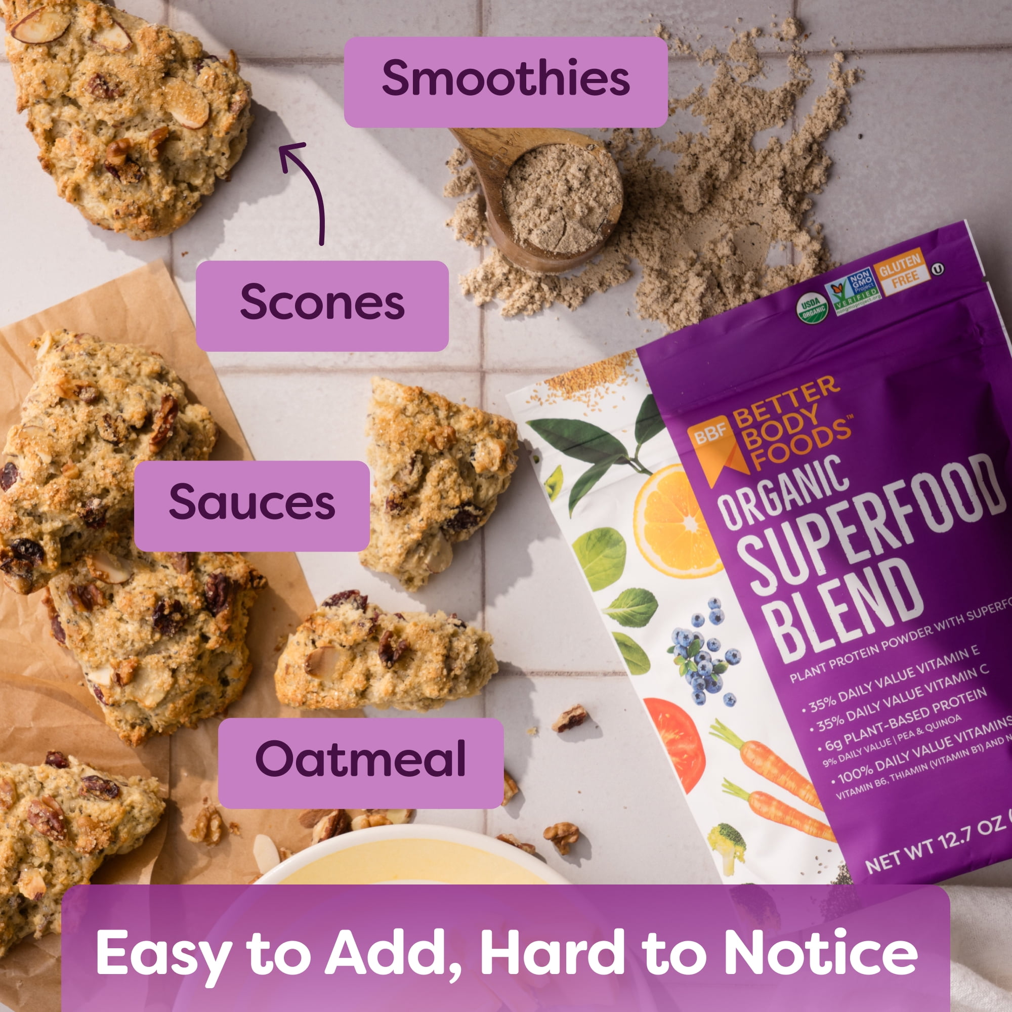 (6 pack) Betterbody Foods Organic Superfood Powder, 12.7 Oz