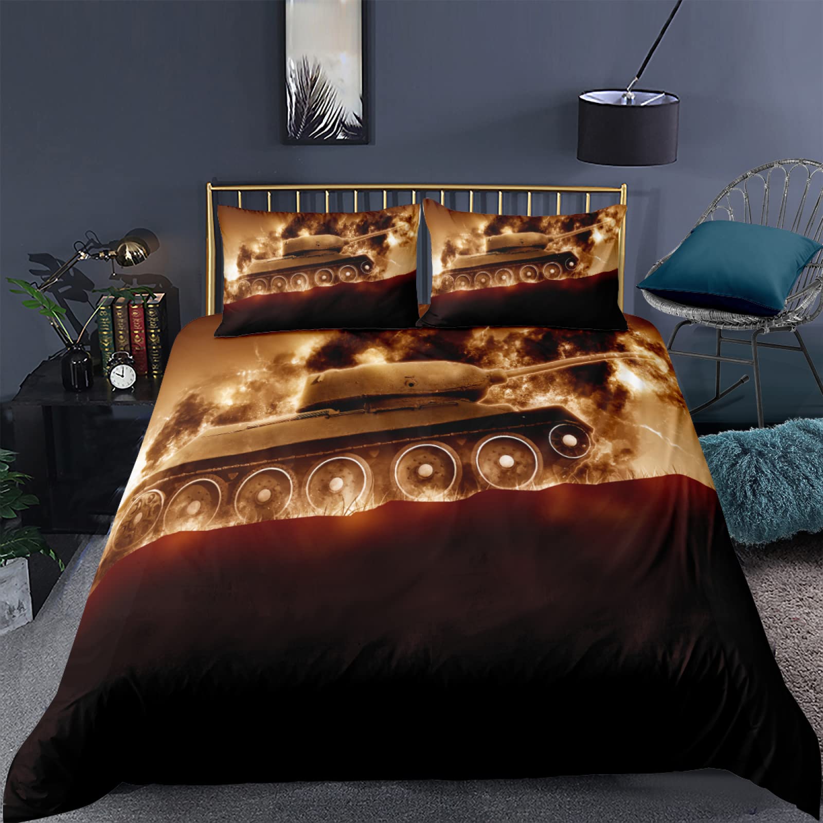 American Flag Duvet Cover Tank Gun Bedding Military Theme Teen Boys Men Camouflage Bedroom