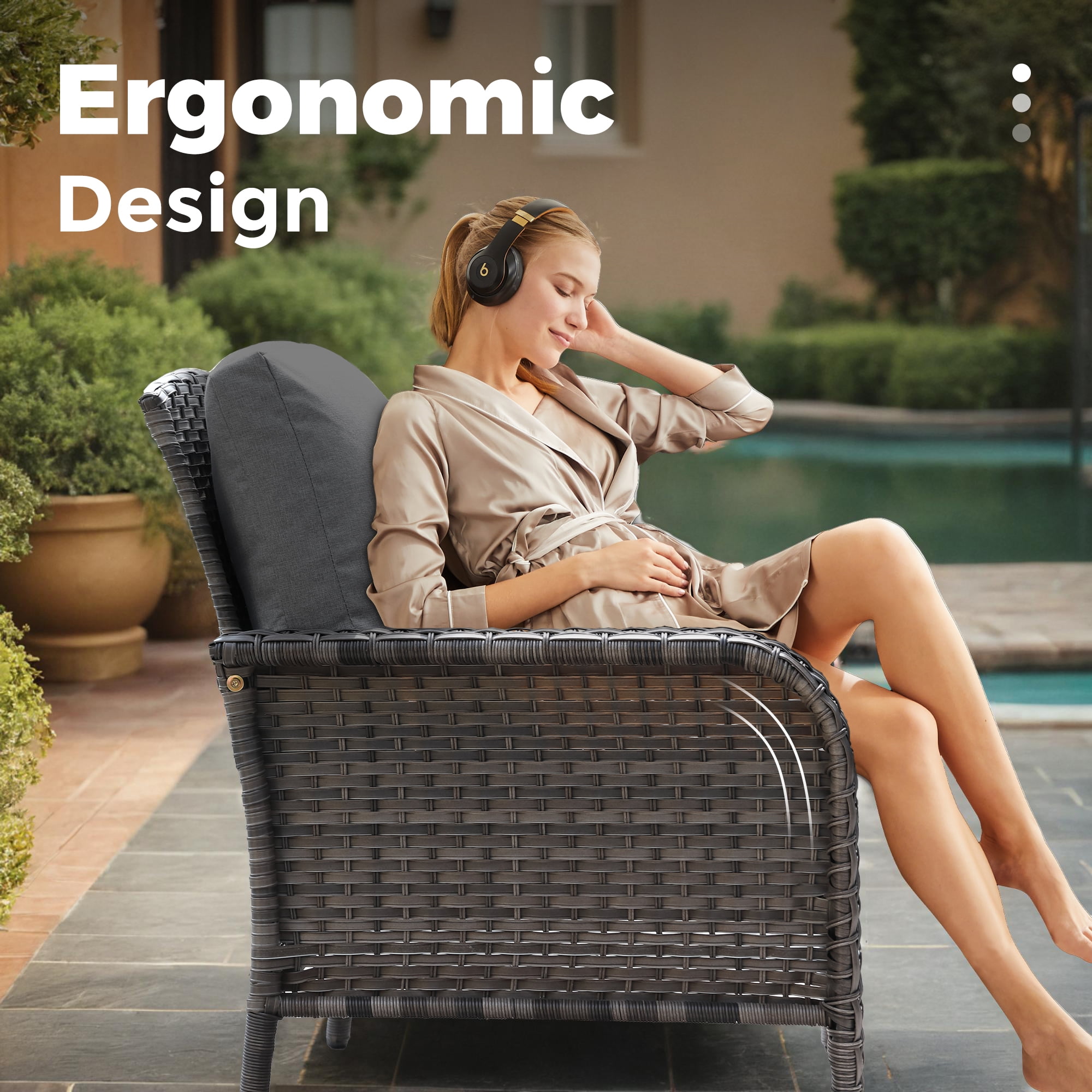XIZZI 2 Pieces Wicker Outdoor Patio Furniture High Back Rattan Conversation Set All Weather Patio Chair Set with Cushions for Balcony, Black