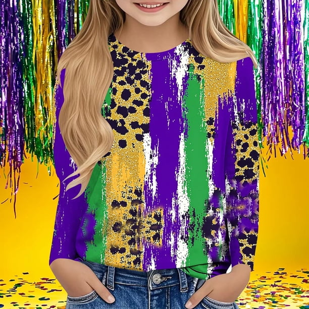 Blusas y camisas de manga larga con cuello redondo Camisas con estampados de manga larga Cuello redondo lindo Blusas casuales elegantes Ropa Camisas de cuello redondo Niña Top de poliéster