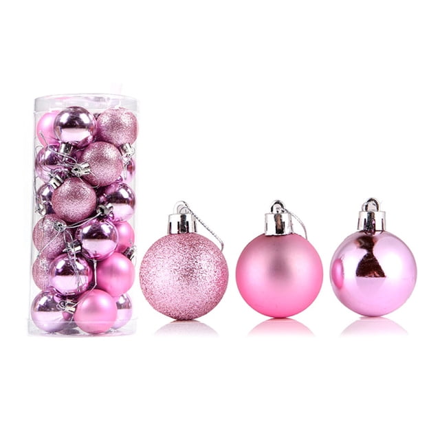 Fairnull 24Pcs Christmas Ball Delicate Reusable High Gloss Xmas Tree Decor Ball Pendant Home Decor