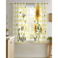 thumbnail image 4 of Sunflowers Sheer Curtains 39 Inch Length 2 Panels Set for Living Room/Bedroom, Spring Summer Bees Floral Yellow Plaid Kitchen Curtains Grommet Semi-Sheer Curtains Drapes Window Treatments 27.5"x39"x2, 4 of 7