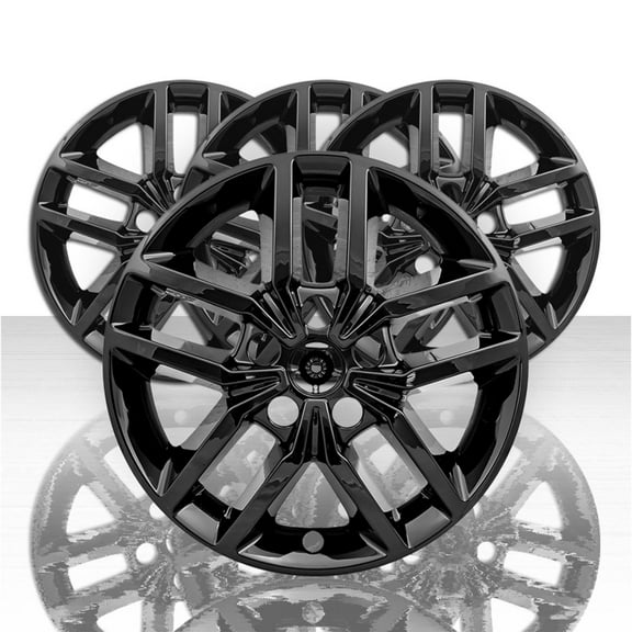 Set of 4 18" 5 "V" Spoke Wheel Skins for 16-19 Jeep Grand Cherokee - Gloss Black