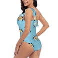 thumbnail image 4 of Cauagu Turtle Print Women's Sexy One Piece Swimsuits One Shoulder Ruffle Tummy Control Bathing Suit Slimming Swimwear-Large, 4 of 6
