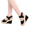 thumbnail image 6 of Nrmvnmi Women's Boho Wedge Sandals Open Toe Ankle Strap Summer Casual Platform High Heel Sandals Black Mothers Day Gifts, 6 of 8