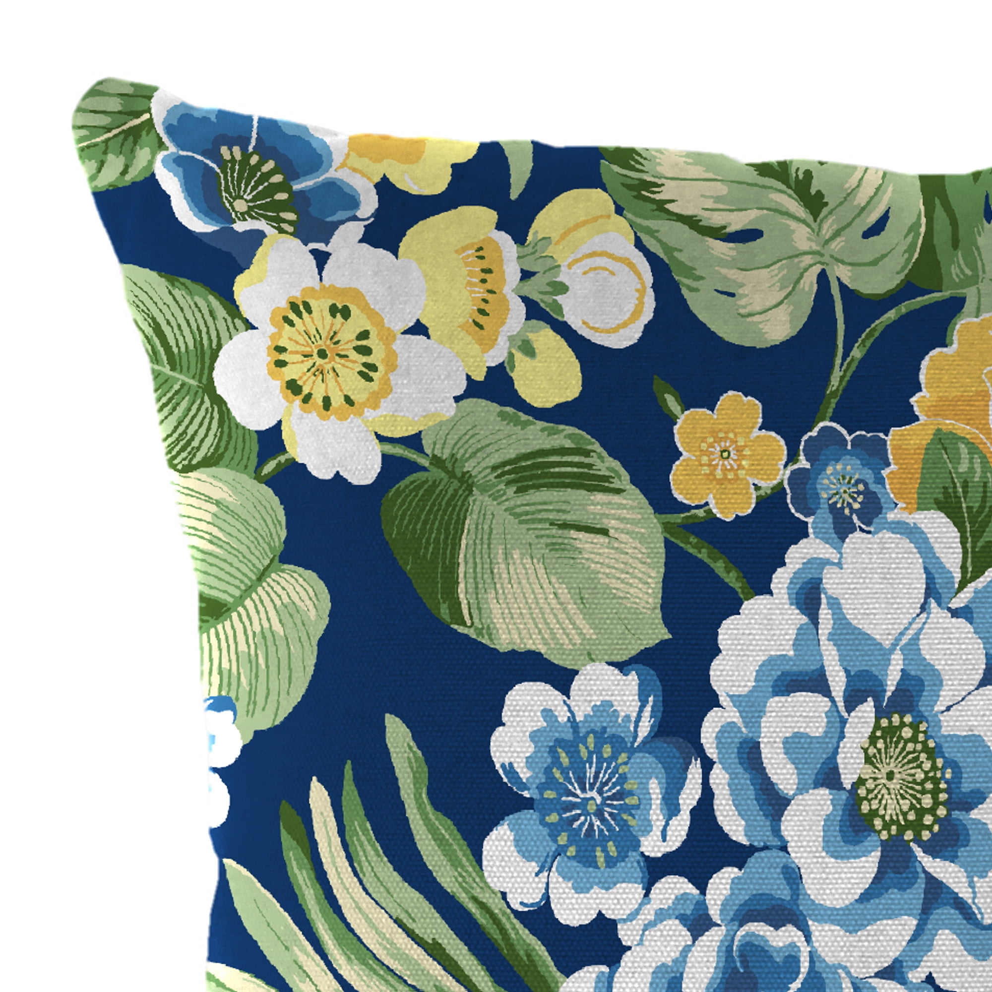 Jordan Manufacturing 18" x 18" Binessa Lapis Blue Floral Square Outdoor Throw Pillow (2 Pack)