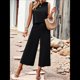 thumbnail image 4 of Conjunto de Dos Piezas de Verano para Mujer: Top Corto Sin Mangas con Cuello Redondo y Pantalones Anchos con Bolsillos. Negro XL, 4 of 10