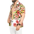 thumbnail image 2 of LA LEELA Men's Hawaiian Shirt Tropical Floral Short Sleeve Casual Button Down Beach Shirts for Men Summer L Liberty Wild Flowers, Beige, 2 of 6
