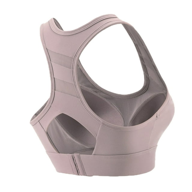 Xfvqtps Sports Bra for Women Racerback Back Buckle Padded Breathable High Impact Yoga Athletic Exercise Bras Purple