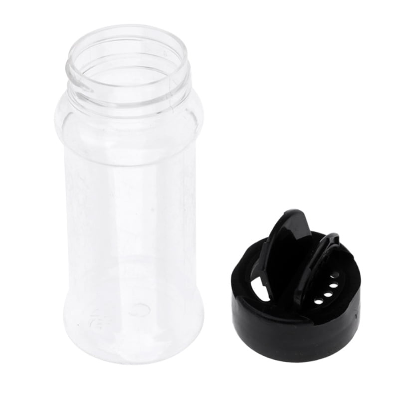Spice Salt Pepper Mesh Shaker Jar Bottle Round Clear Plastic Sugar Storage 
