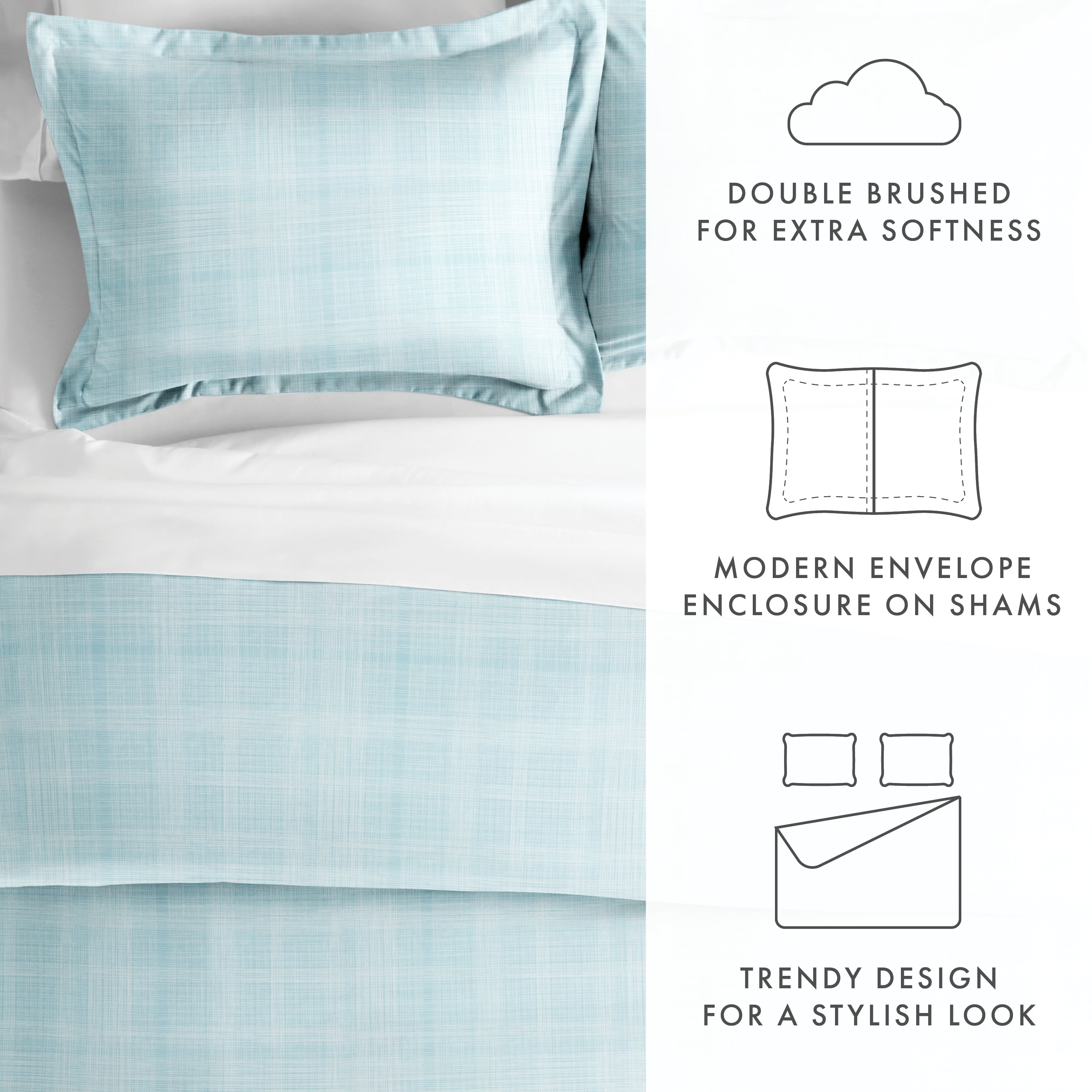 Noble Linens Aqua Thatch Pattern Duvet Set 2-Piece Duvet Cover Set, Twin/TwinXL