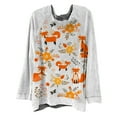 thumbnail image 1 of CEHVOM Femmes Rétro Imprimé en Vrac O-Cou Manches Longues Pull Sweat Surdimensionné, 1 of 4