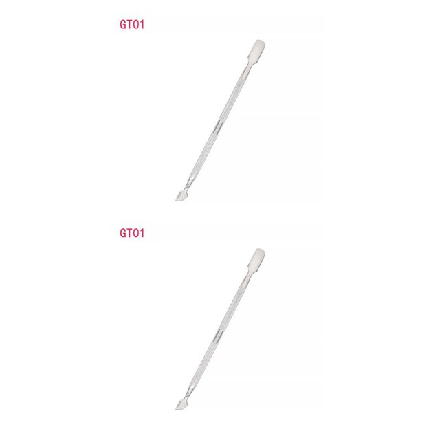 Soidarity Cuchara empujadora de cutículas de uñas de doble cabeza, recortadora de eliminación de esmalte de Gel de acero inoxidable, barra de pulido GT01 2piezas Soidarity CBP154302