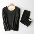 thumbnail image 2 of Womens Solid Color Thermal Underwear Stretch Top & Pants Set, 2 of 2