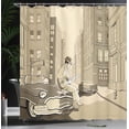 thumbnail image 4 of Ambesonne Music Shower Curtain, Old Street of New York, 69"Wx75"L, Beige, 4 of 5