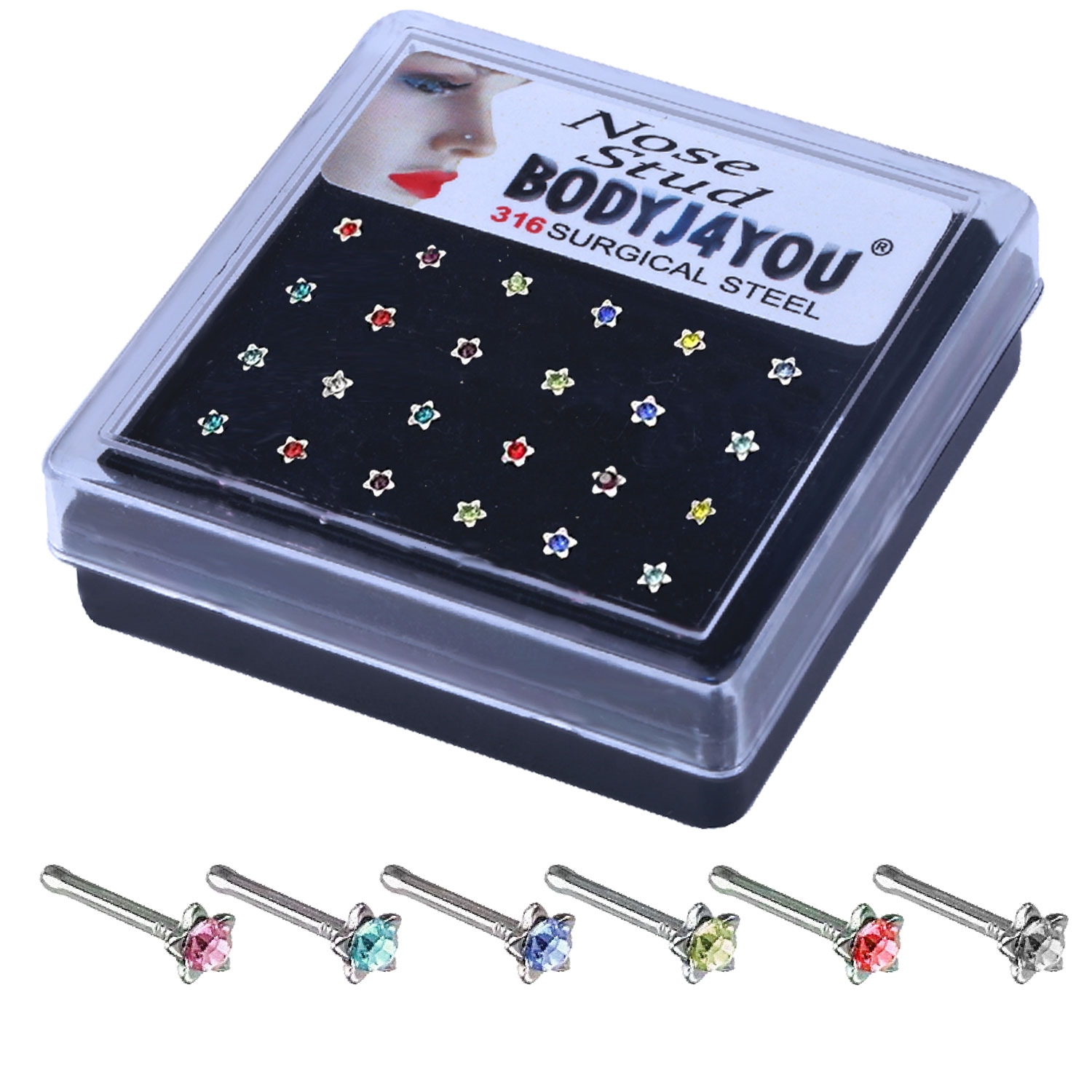 Great my shop 20G Stainless Steel Clear Color Diamond 3mm CZ Nose Stud Rings Bone Pin Piercing Jewelry
