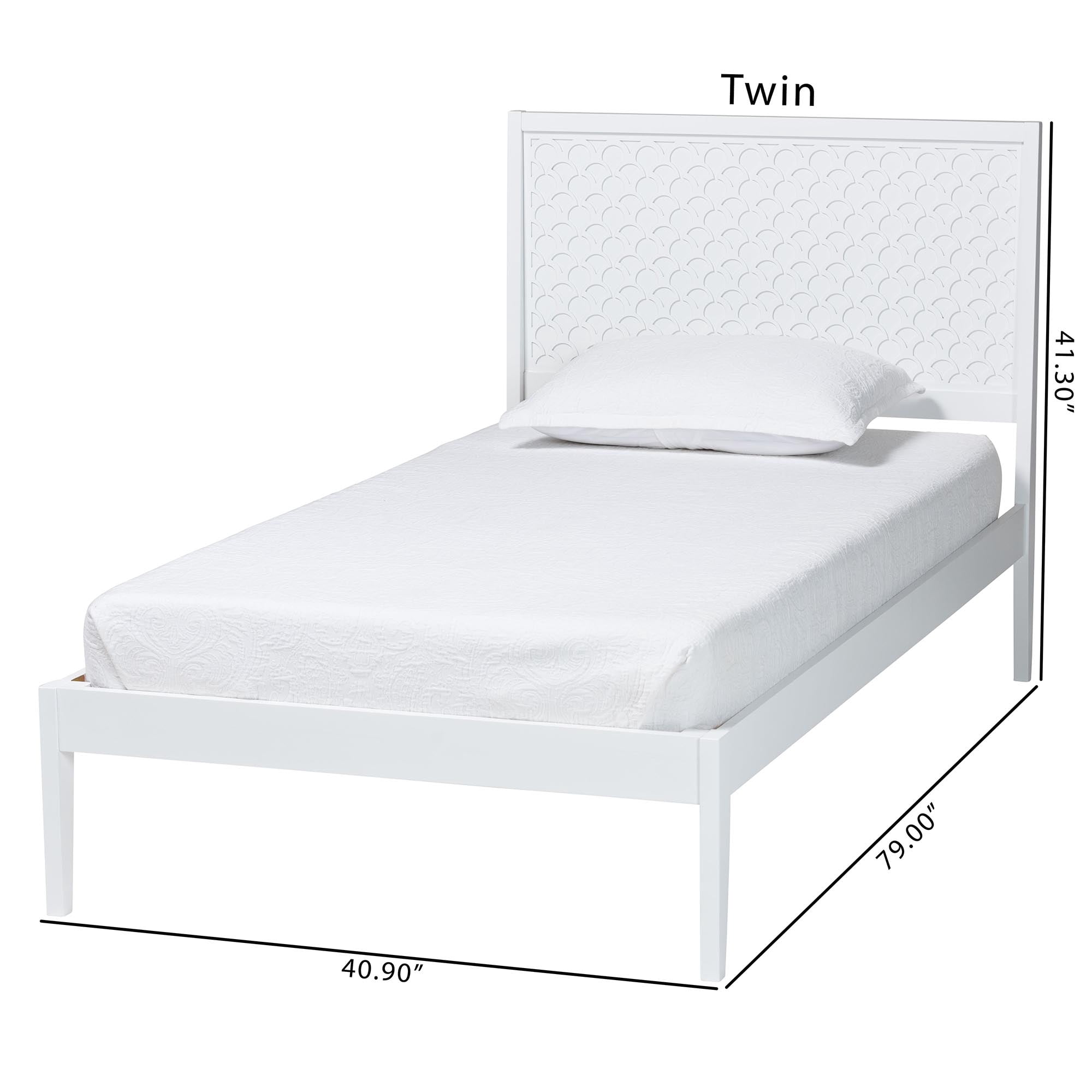Baxton Studio Lara Modern Platform Bed, Twin, White