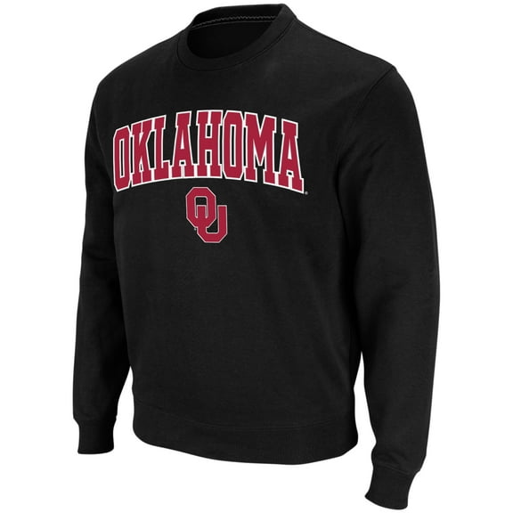 Men's Colosseum Black Oklahoma Sooners Arch & Logo Crew Neck Sweatshirt